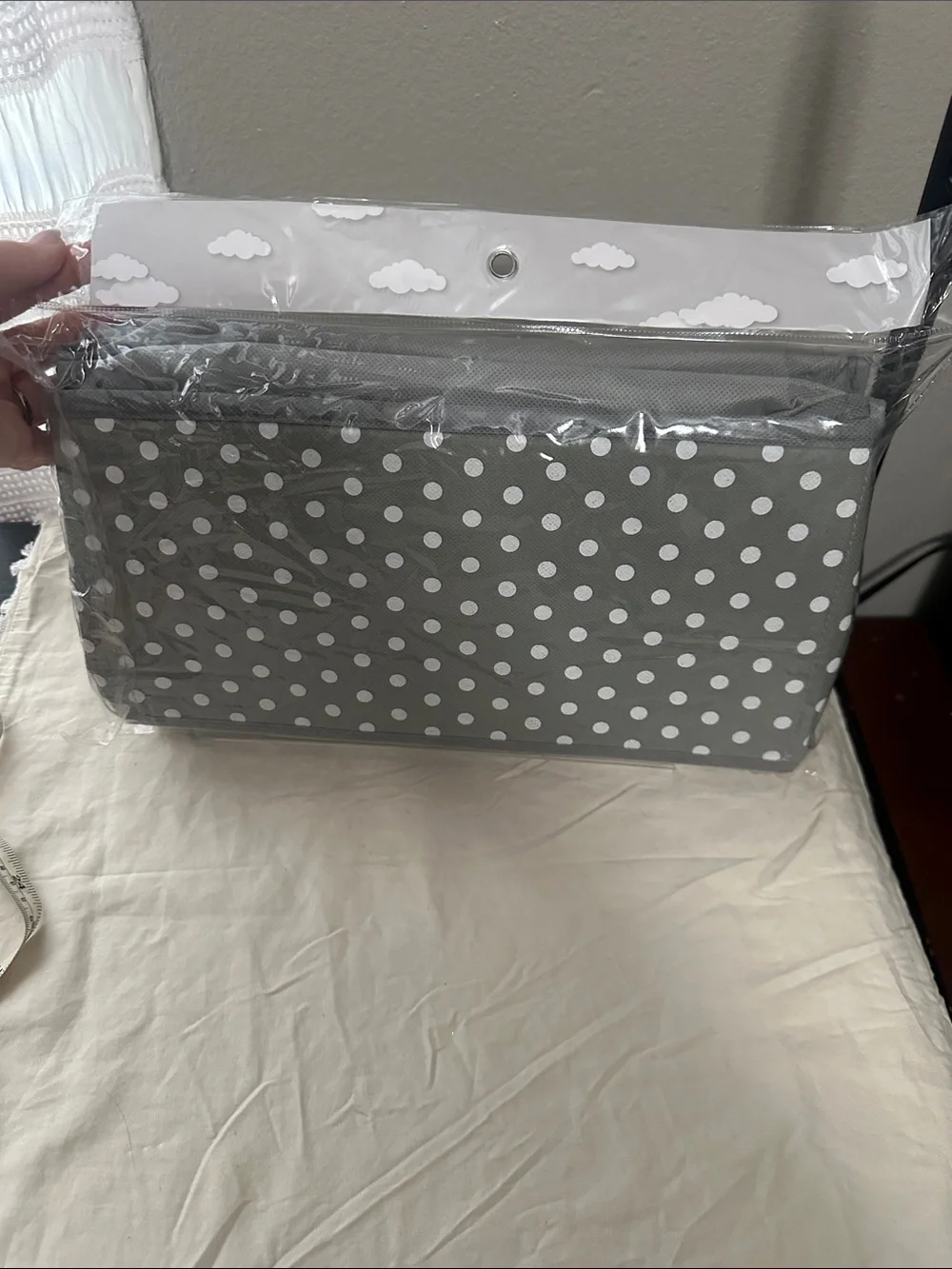 Over-the-Door Polka Dot Hanging Organizer  for baby- Gray NWT